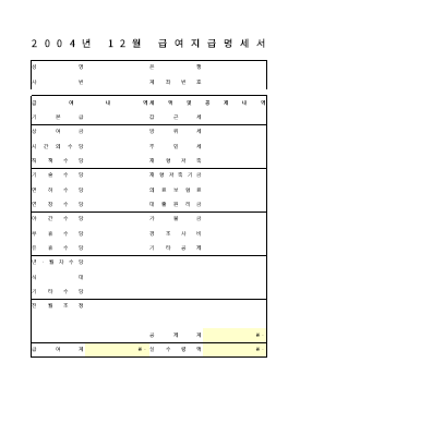 개인별 급여 지급 명세서 개인별 급여 지급 명세서